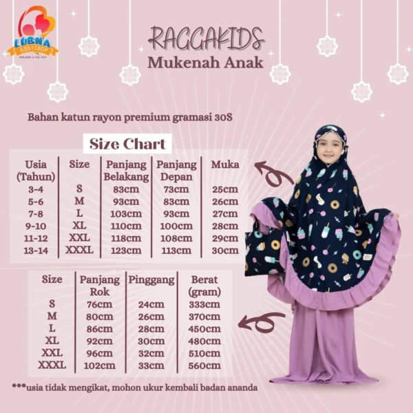 Raggakids Mukenah Anak Bahan Rayon Premium - Gambar 5