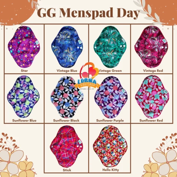 GG Menstrual Pad Menstrual Pads Menspad Pembalut Kain Cuci Ulang Size Pantyliner Day dan Overnight - Gambar 4