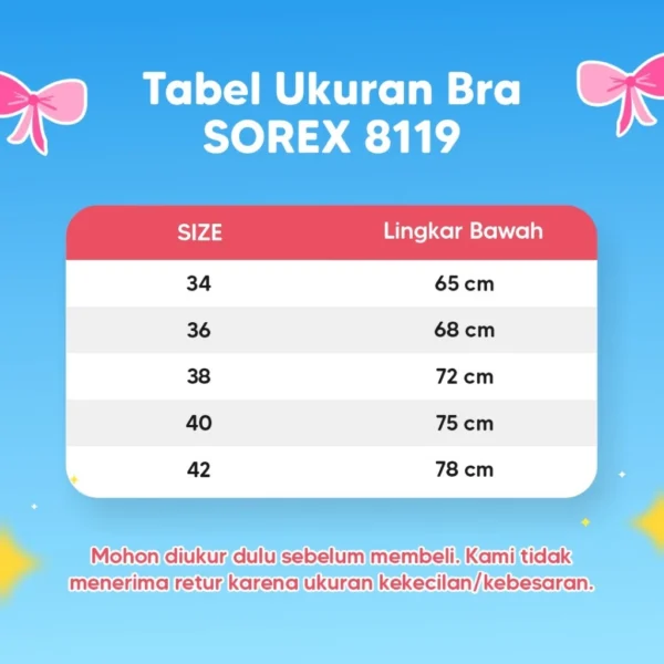 Sorex Bra/BH 8119 Menyusui Tanpa Busa Tanpa Kawat Kancing Depan - Gambar 7